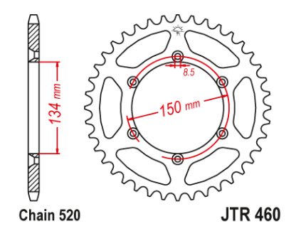 102524 1 jt jtr460 48 zadni kolecko rozeta 48 zubu 520 kawasaki kx kxf 84 18