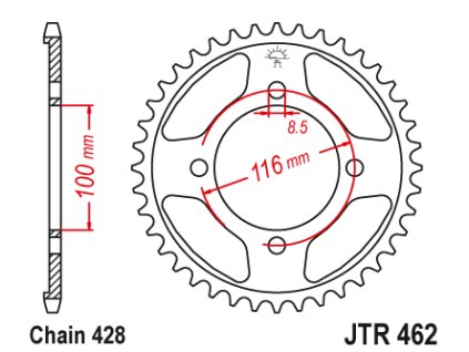 102551 1 jt jtr462 50 zadni kolecko rozeta 50 zubu 428