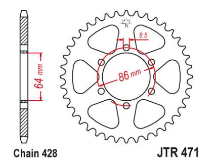 102578 1 jt jtr471 48 zadni kolecko rozeta 48 zubu 428
