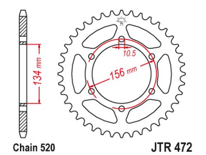 102584 1 jt jtr472 40 zadni kolecko rozeta 40 zubu 520