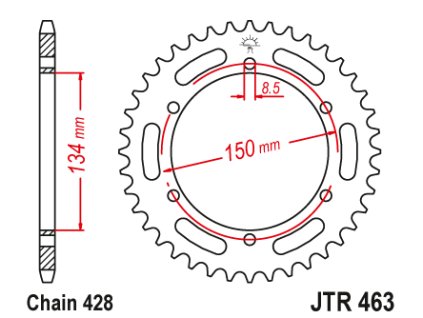 102671 1 jt jtr463 50 zadni kolecko rozeta 50 zubu 428 kawasaki kmx 200 88 92 kmx 125 86 03