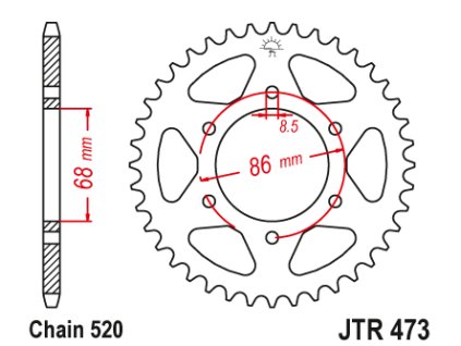 102695 1 jt jtr473 40 zadni kolecko rozeta 40 zubu 520
