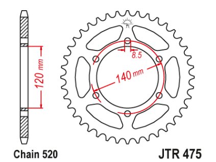 102701 1 jt jtr475 40 zadni kolecko rozeta 40 zubu 520