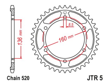 102941 1 jt jtr5 40 zadni kolecko rozeta 40 zubu 520 bmw g310 r 16 18
