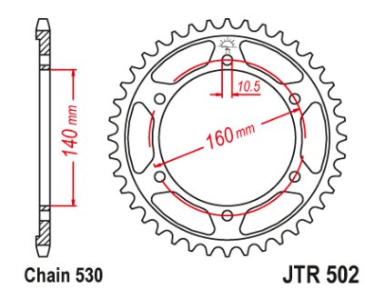 102974 1 jt jtr502 42 zadni kolecko rozeta 42 zubu 530