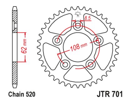 103043 1 jt jtr701 41 zadni kolecko rozeta 41 zubu 520 aprilia rs 125 93 05 cagiva mito 125ev