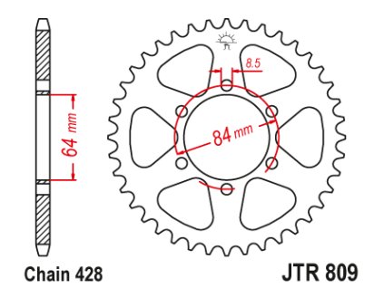 103622 1 jt jtr809 54 zadni kolecko rozeta 54 zubu 428