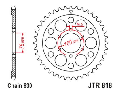 103697 1 jt jtr818 40 zadni kolecko rozeta 40 zubu 630
