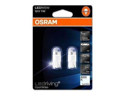 135410 osram zarovka led riving cool white 6000k 1w 12v w2 1x9 5d w5w sada 2 ks