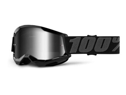 140069 100 mx bryle strata 2 detske bryle cerne zrcadlove stribrne plexi