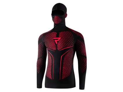 147758 rebelhorn therm ii 2w1 termoaktivni tricko s kuklou cerna cervena xs s