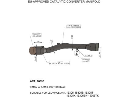 162230 leovince katalyzator yamaha xp 560 t max abs 20 23