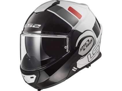174369 ls2 ff399 valiant prox white black red bila cerna cervena preklapeci helma velikos