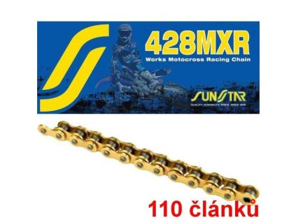 Sunstar řetěz 428MXR barva zlatá, 110 článků