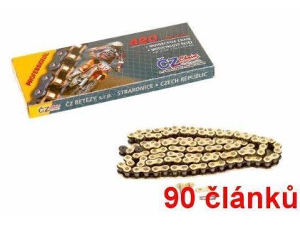 ČZ řetěz 420MX barva zlatá, 90 článků včetně rozpojovací spojky CLIP