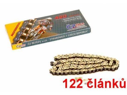 ČZ řetěz 420MX barva zlatá, 122 článků včetně rozpojovací spojky CLIP