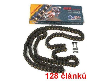 ČZ řetěz 428 barva černá, 128 článků včetně rozpojovací spojky CLIP