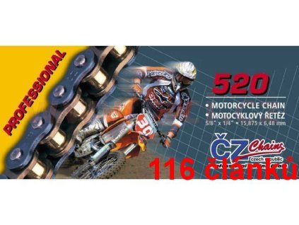 ČZ řetěz 520M barva černá, 116 článků včetně rozpojovací spojky CLIP