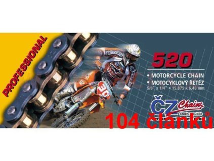 ČZ řetěz 520M barva černá, 104 článků včetně rozpojovací spojky CLIP