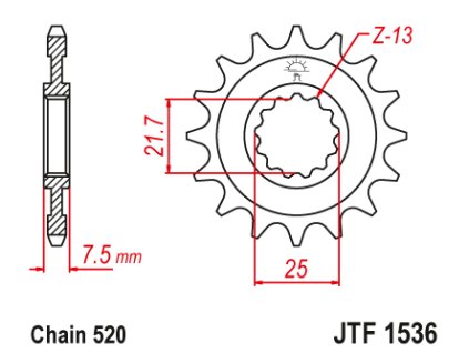 JT JTF1536.16 Přední kolečko (pastorek), 16 zubů, 520