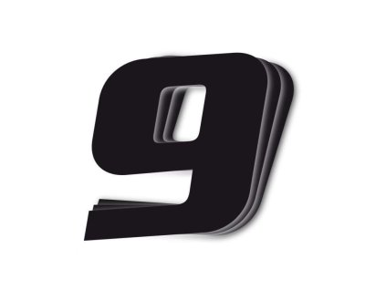 BLACKBIRD startovní číslo 25cm x 20cm šikmé, barva černá, číslo 9 (3 ks)