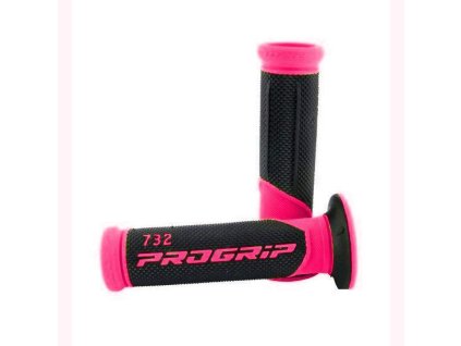 PROGRIP gripy PG732 ROAD (22+25mm, délka 125mm) barva růžová fluo/černá (dvoudílné) (732-