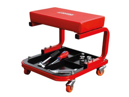 Dílenská stolička na kolečách s odkládacím místem na nářadí