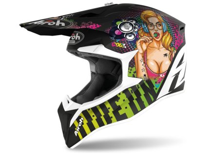 přilba WRAAP YOUTH Pin-Up, AIROH, dětská (matná černá, vel. XS) 2023