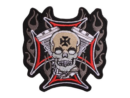Moto nášivka kříž-válce-lebka