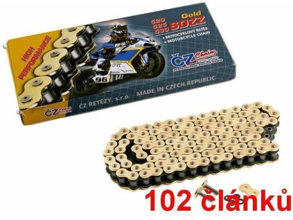 83669 cz retez 520sdzz barva zlata 102 clanku vcetne nytovaci spojky rivet