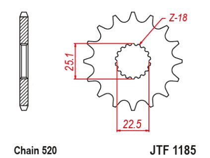98339 jt jtf1185 17rb predni kolecko pastorek 17 zubu