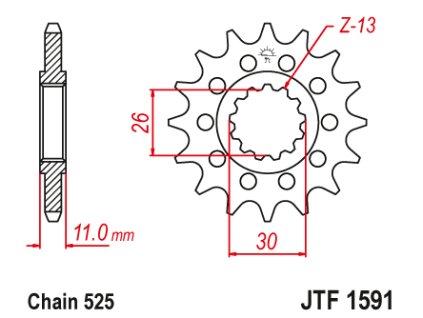 98981 jt jtf1591 16 predni kolecko pastorek 16 zubu 525 yamaha fz8 10 15 mt 09 14 16 mt 07