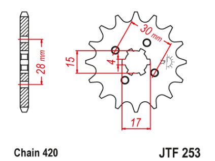 99299 jt jtf253 18 predni kolecko pastorek 18 zubu 420