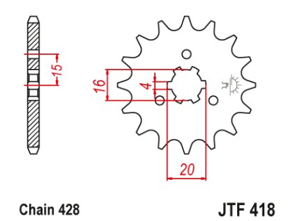 99683 jt jtf418 13 predni kolecko pastorek 13 zubu 428