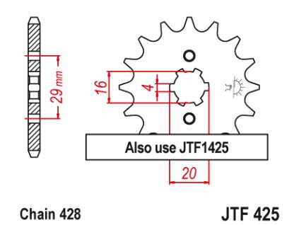 99815 jt jtf425 14 predni kolecko pastorek 14 zubu 428 suzuki ts 125r 90 96 rv 125 07 15