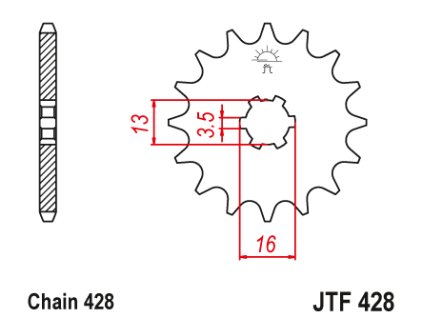 99941 jt jtf428 13 predni kolecko pastorek 13 zubu 428