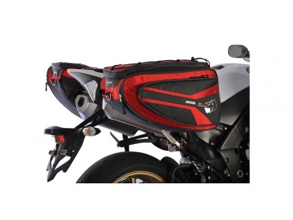 bočné tašky na motocykel P50R, OXFORD (čierne/červené, objem 50 l, pár)