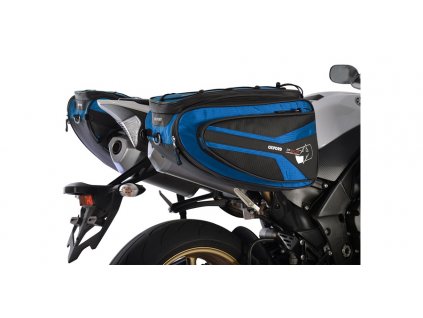 bočné tašky na motocykel P50R, OXFORD (čierne/modré, objem 50 l, pár)