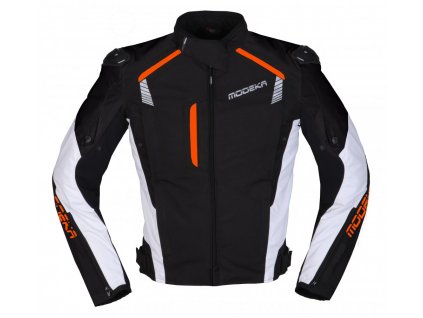 Modeka Lineos textilná moto bunda čierna-biela-oranžová