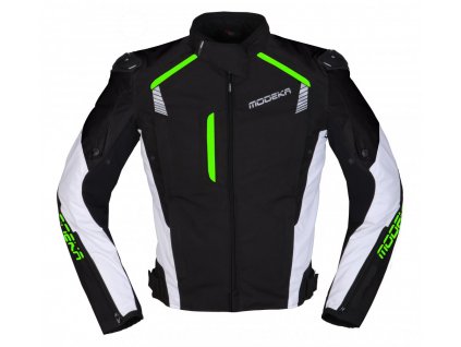 Modeka Lineos textilná moto bunda čierna-biela-zelená