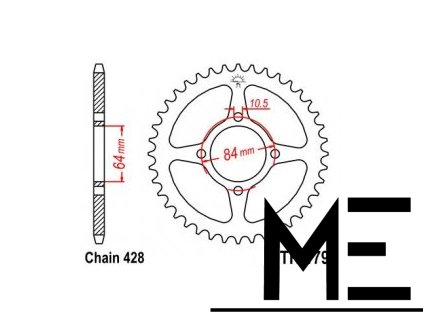 218054 1 218054 1 jt jtr1796 51 zadni kolecko rozeta 51 zubu 428 suzuki rv 125 2002 2016