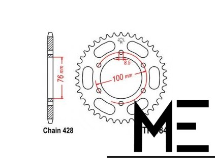 218213 1 218213 1 jt jtr1844 44 zadni kolecko rozeta 44 zubu 428 yamaha yzf 125r 08 15 mt 125 15 16 4