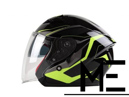 323815 1 323815 1 maxx 878 m skutrova helma s plexi a slunecni clonou cerno zelena reflexni