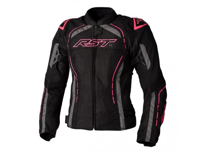 3118 S1 mesh ce ladies textile jacket black neon pink 001