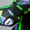 3238 ProSeries Evo Airbag CE Mens Leather Suit neon green, purple bolt Front 004