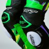 3238 ProSeries Evo Airbag CE Mens Leather Suit neon green, purple bolt Front 005