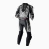 103602 Pro Series D3O Airbag Mens Leather Suit Black Flo Yellow 003 Silver