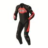 103634 Tractech D3O CE Mens Leather Suit Black Flo Red 001