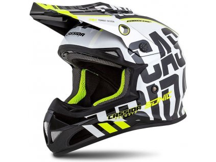 Přilba Cassida Cross Cup Sonic Black/White/Yellow Fluo/Grey