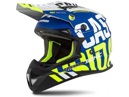 Přilba Cassida Cross Cup Sonic Blue Mat/Yellow Fluo